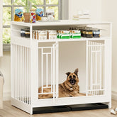 43.3 Inch Large Dog Kennel Furniture, Wooden Kennel With Divider