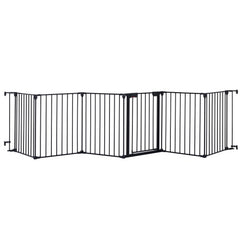 150 Adjustable Safety Gate 6 Panels Play Yard Metal Doorways Fireplace Fence Christmas Tree Fence Gate For House Stairs Gate Prohibited Area Fence