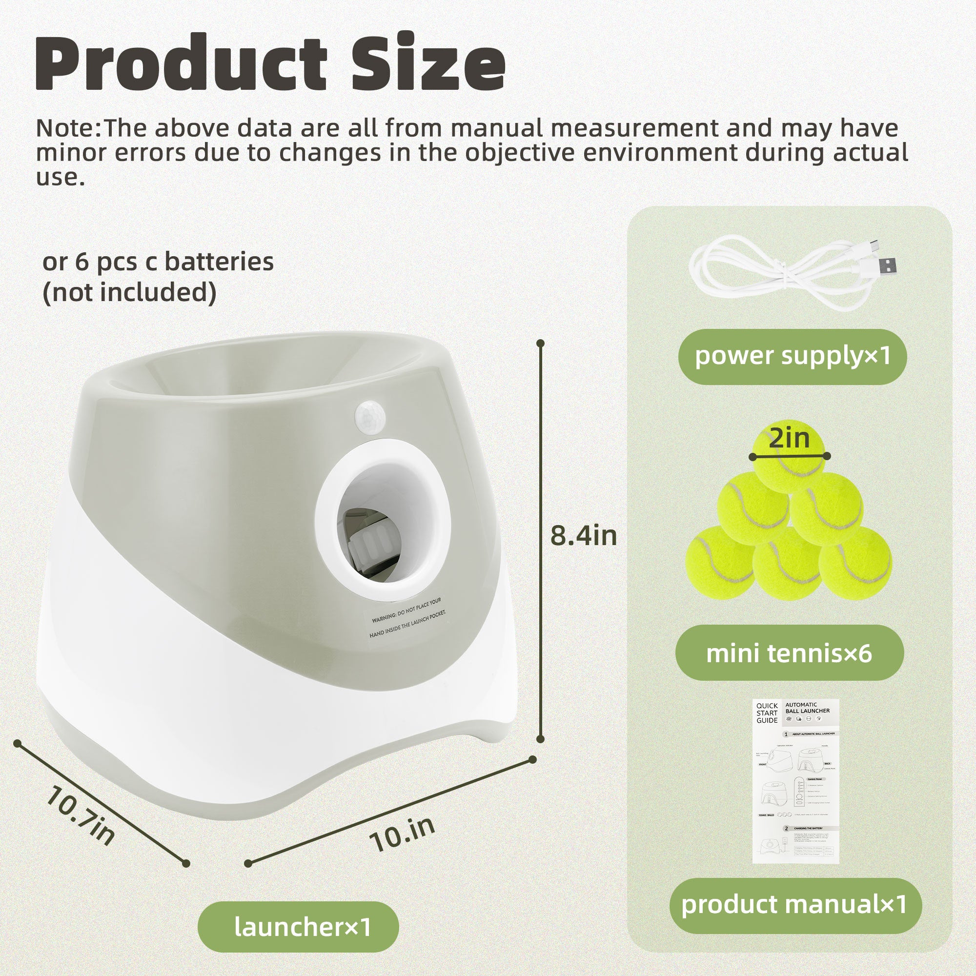 Only Supports Self Pickup  Automatic Dog Ball Launcher, Indoor Outdoor Interactive Dog Toy With Three Launch Ranges, Includes 6 Mini Tennis Balls And A Data Cable