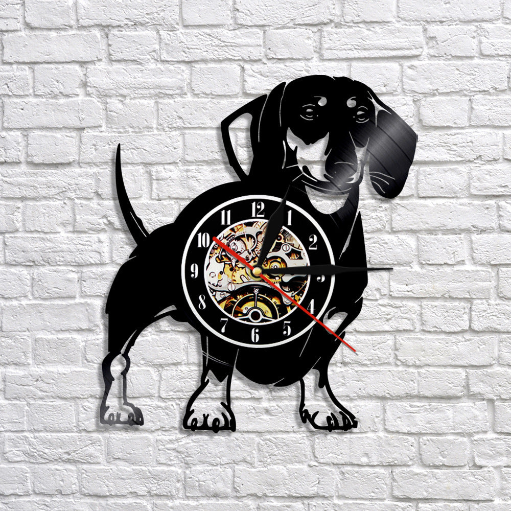 Cute Pet And Cute Puppy Series Record Wall Clock, Animal Style Home Decoration