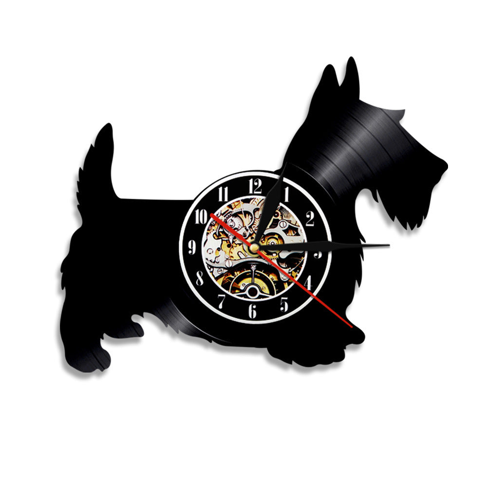 Cute Pet And Cute Puppy Series Record Wall Clock, Animal Style Home Decoration