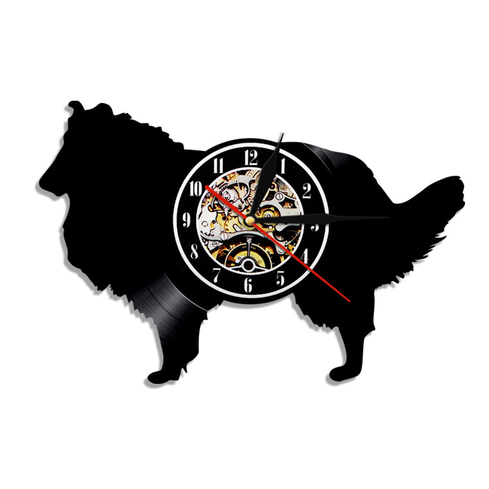 Cute Pet And Cute Puppy Series Record Wall Clock, Animal Style Home Decoration