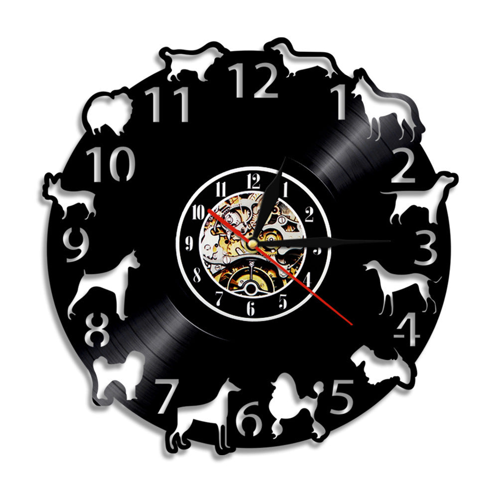 Cute Pet And Cute Puppy Series Record Wall Clock, Animal Style Home Decoration