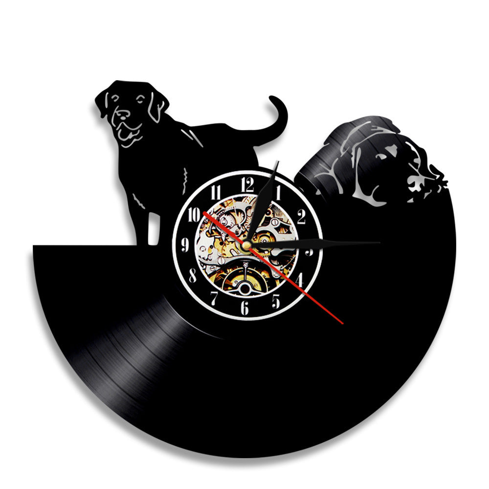 Cute Pet And Cute Puppy Series Record Wall Clock, Animal Style Home Decoration