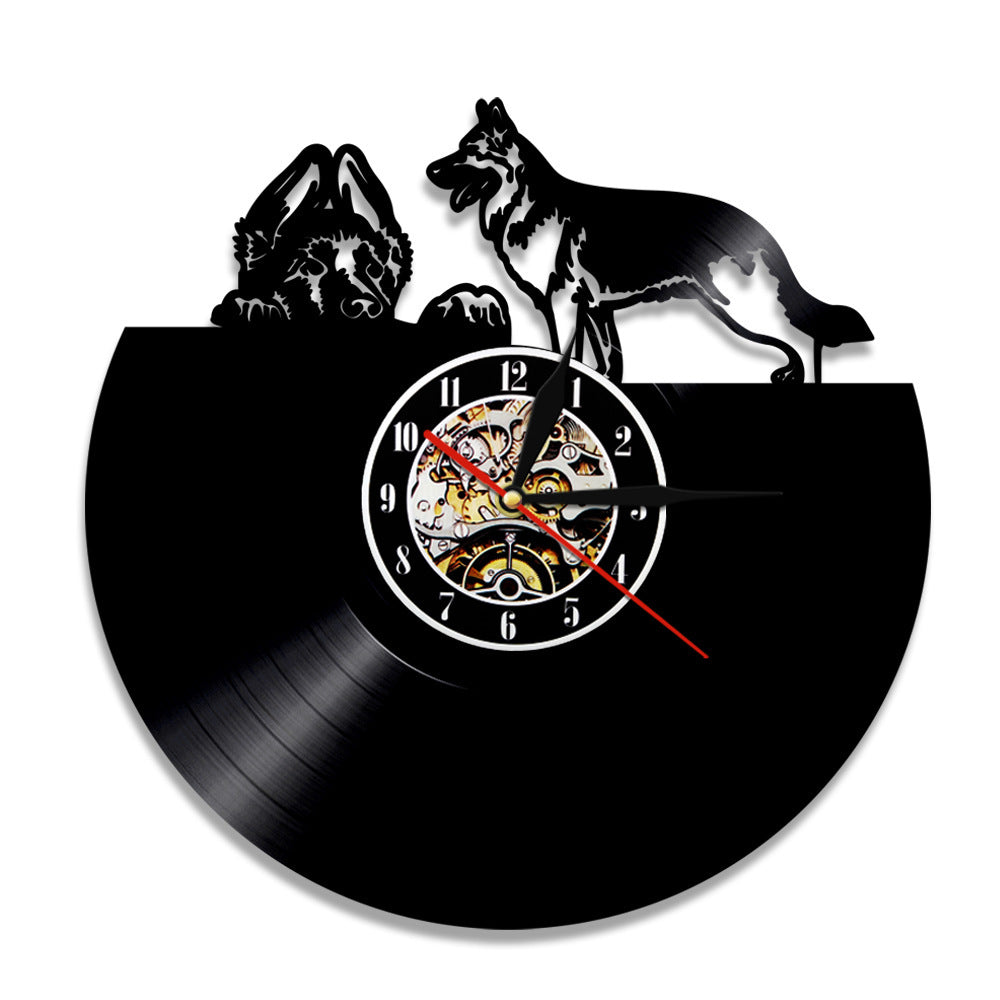 Cute Pet And Cute Puppy Series Record Wall Clock, Animal Style Home Decoration