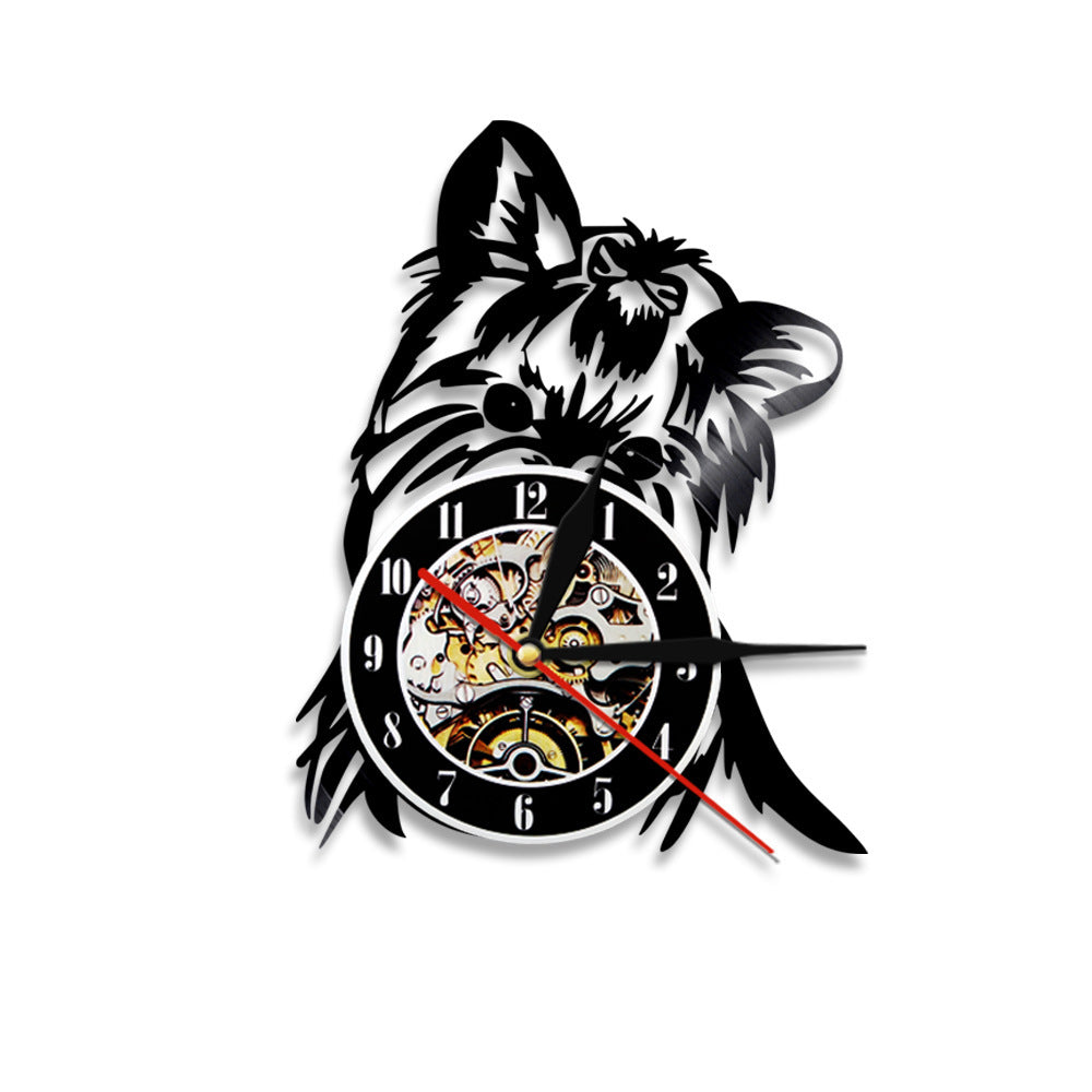Cute Pet And Cute Puppy Series Record Wall Clock, Animal Style Home Decoration