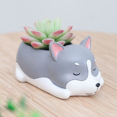 Resin Sleeping Pet Succulent Flower Pot, Desktop Potted Decoration Pendulum