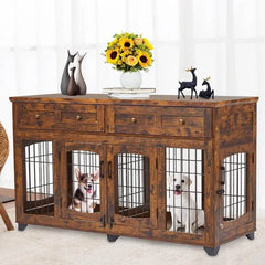 Dog Crate Furniture with Openable Partition