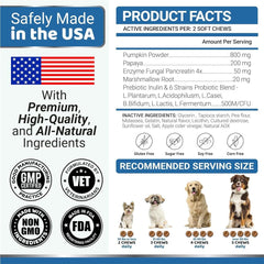 2 Pack Probiotics For Dogs And Digestive Enzymes Dog Probiotics Chews Anti Diarrhea Upset Stomach Gas Relief Constipation Canine Prebiotic Pet Fiber Supplement 340 Chews