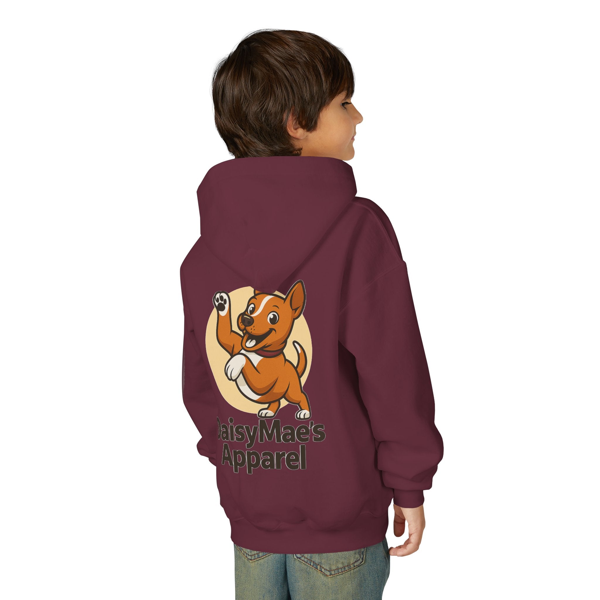 Youth Hoodie — DaisyMae’s Apparel Kids Pullover with Playful Dog Logo