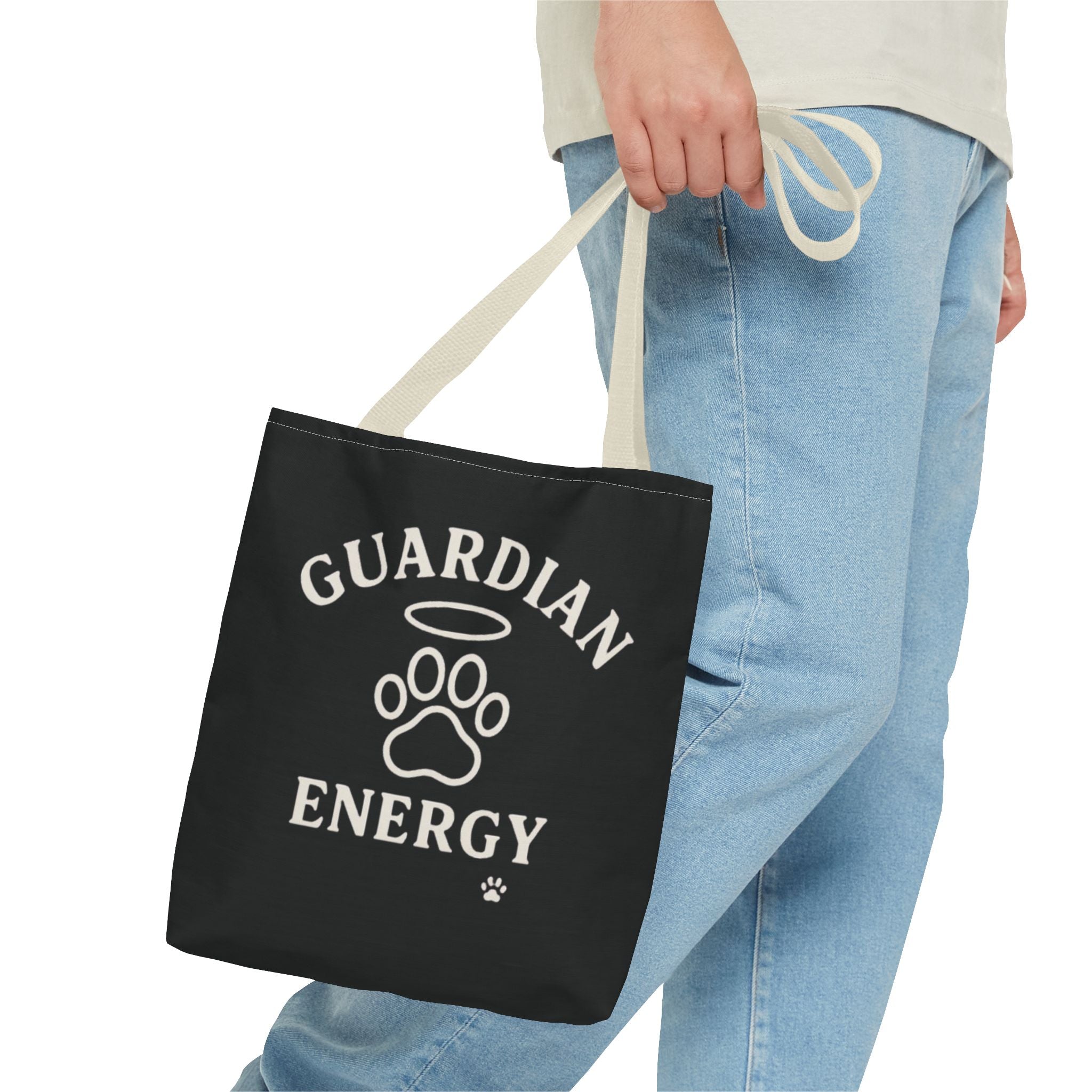 Guardian Energy Pet Lover Tote Bag, Inspirational Tote, Dog Lover Gift, AOP Tote, Eco-Friendly Shopping Bag