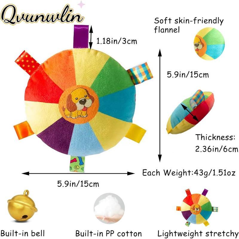 Plush Pet Dog Flying Discs Chew Toys, InteractiveTug Of War Dog Toys With Bells Inside,TurntablePattern Washable Bite-Resistant Pet Toys ForDogs