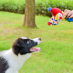Interactive Plush Dog Toy Bundle, Clown Wobble Hammer & Bunny Squeeze Hat 2-Pack