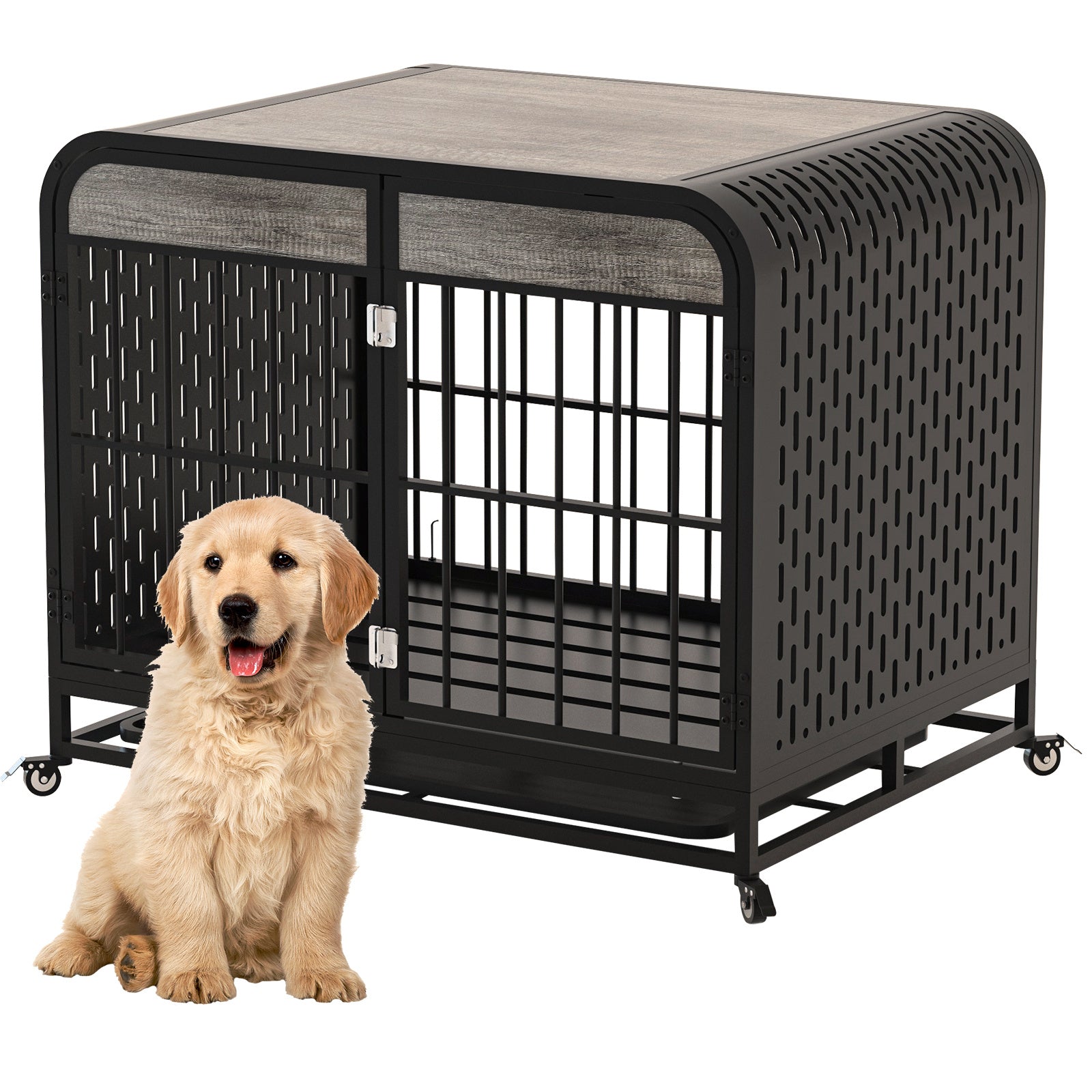 Heavy Duty Dog Crate Furniture Wooden Table 33inch Grey