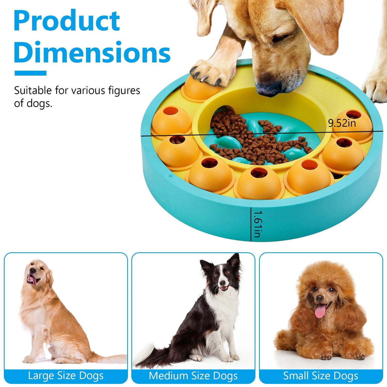 1Pc Dog Puzzle Food Feeder Slow Feeding Bowl Interactive Toy Dog Treat Dispensing Toy For IQ Training Mental Enrichment For Small Medium Large Dog Cat